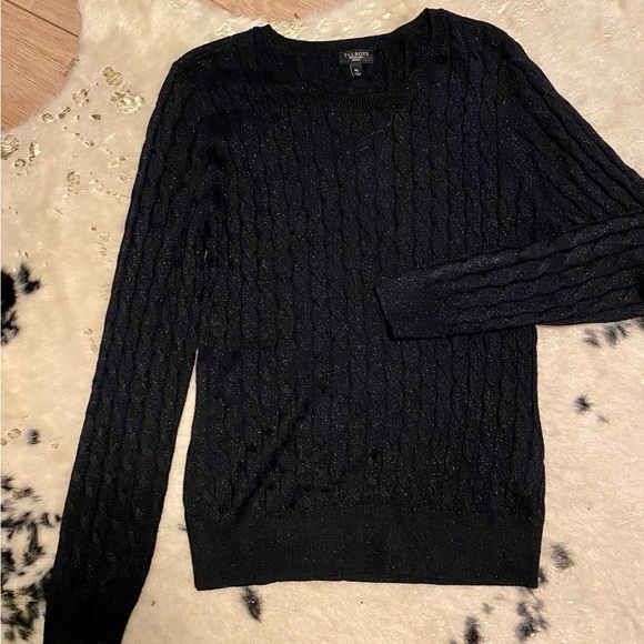 LOFT Sweaters - LOFT Petites Sparlky Lightweight Black Cable Knit Sweater